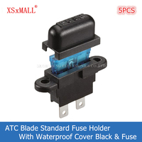 5PCS Waterproof Auto Middle Standard Fuse Holder & Cover Black Panel Mounting With ATC ATO Blade Fuse For Car Boat Truck SUV