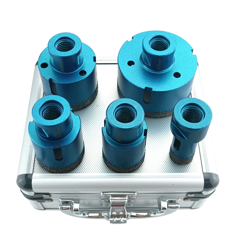 5 Pcs Dry Drill M14 Thread Brazing Hole Saw Set Porcelain Tiles Crowns Granite Marble vitrified tile Drill Bits Tools