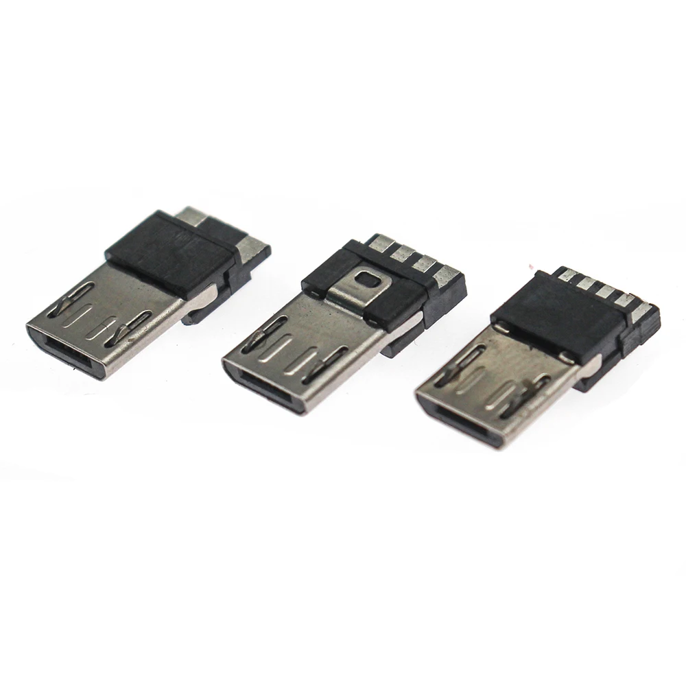 

250pcs 500pcs 2p/4P/5Pin Micro USB Jack USB Plug Male Connector Port Jack Tail Sockect Plug Terminals For Samsung Huawei DIY