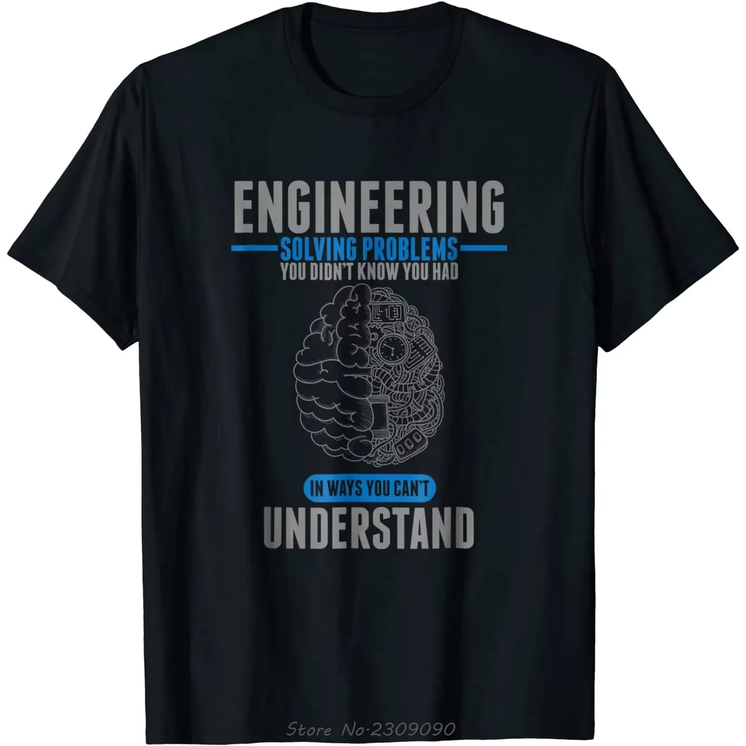 Engineering Solving Problems Graphic Tee Funny Cotton Short Sleeve T-Shirt for Men Casual