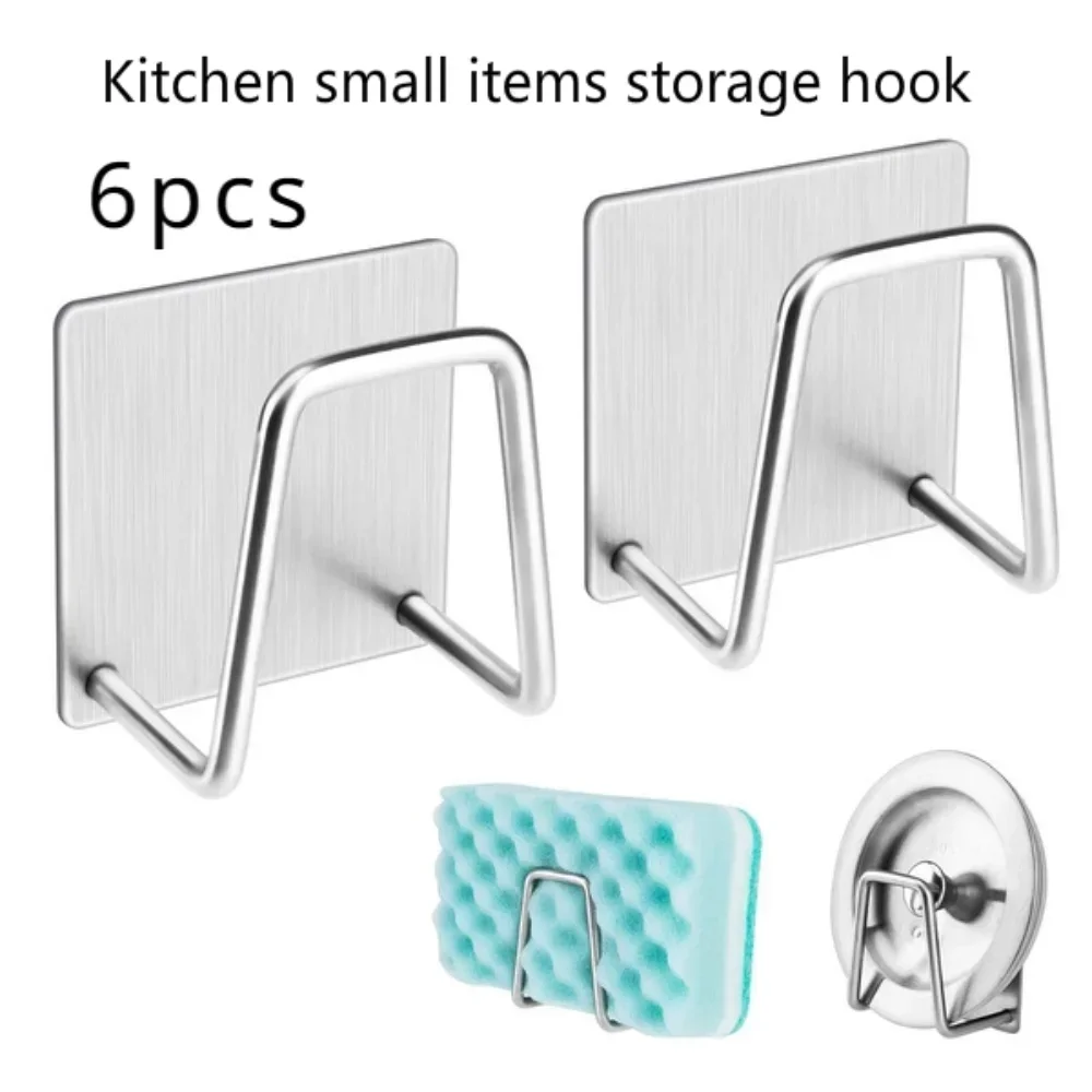 Kitchen hook, 304 stainless steel kitchen storage rack, sink dishwashing sponge small item storage hook, multi-functional hook