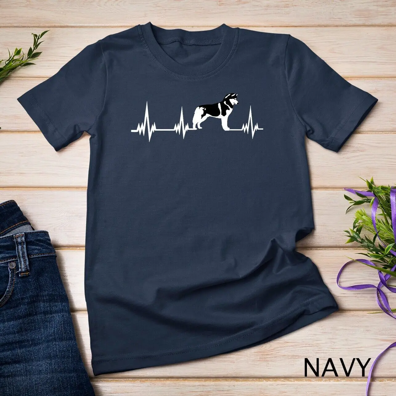 Heartbeat Siberian Husky Dog Shirt -Funny Dog Lover Gift Tee Unisex T-shirt