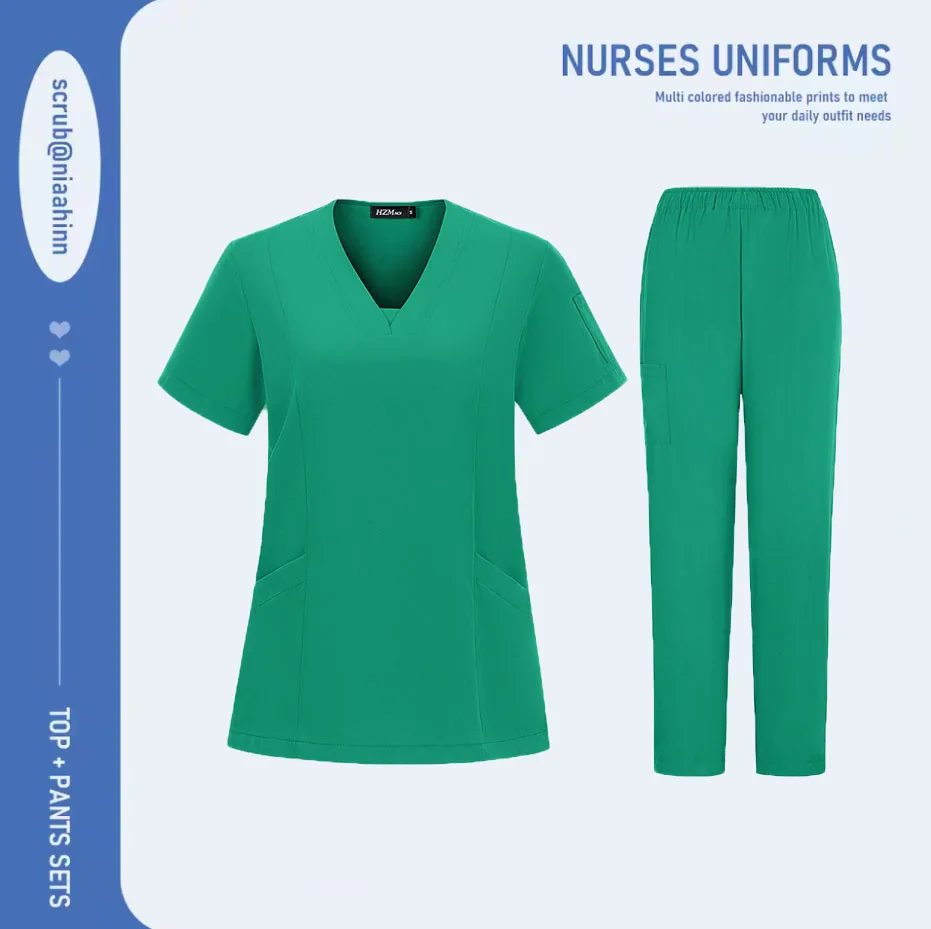 Tute infermieristiche Abbigliamento chirurgico Uniforme medica Set scrub per donna Accessori per medico infermiere Set scrub per clinica odontoiatrica Abbigliamento da lavoro