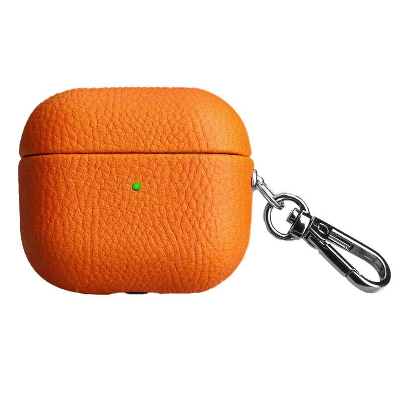 For  Case Lychee Pattern Earphone Cover Protective Earphone Cover For  Pro Cases Shell Trend -Brown