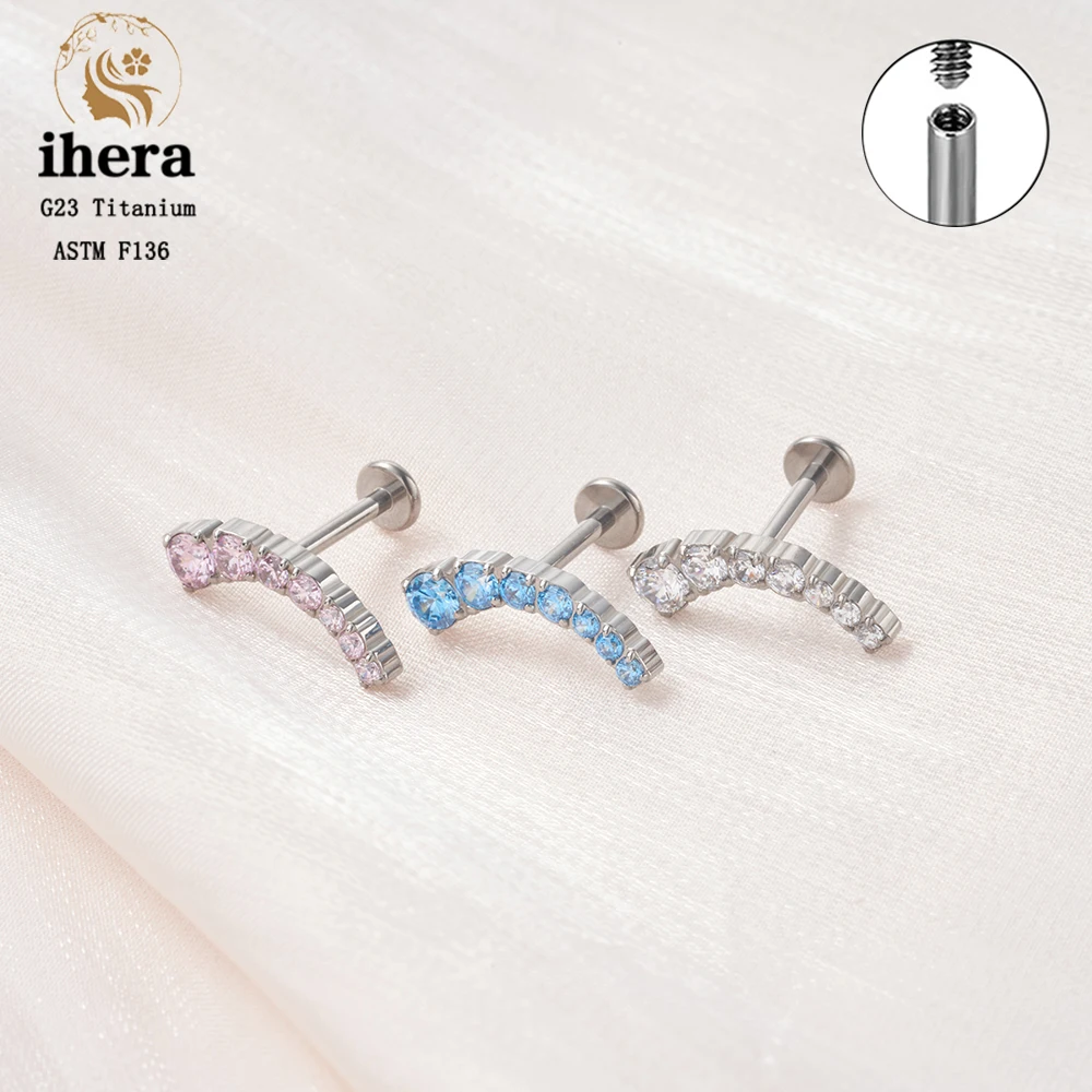 G23 Titanium Piercing Tragus Stud Earring CZ Zircon Internal Thread 16G Women Ear Cartilage Helix Conch Piercing Jewelry