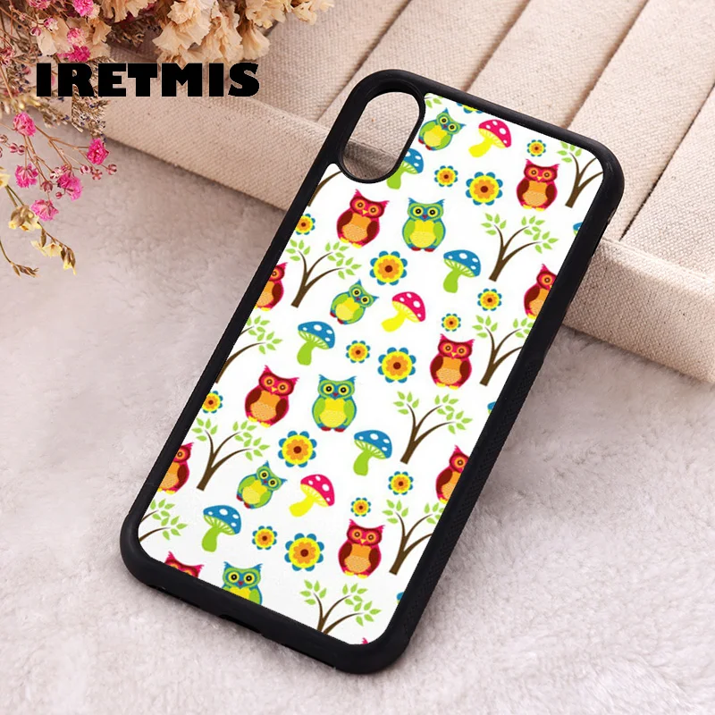 Iretmis Phone Cover Case For iPhone X XS Max XR 11 12 13 PRO MINI 14 15 16 Plus Rubber Silicone Owl Pattern