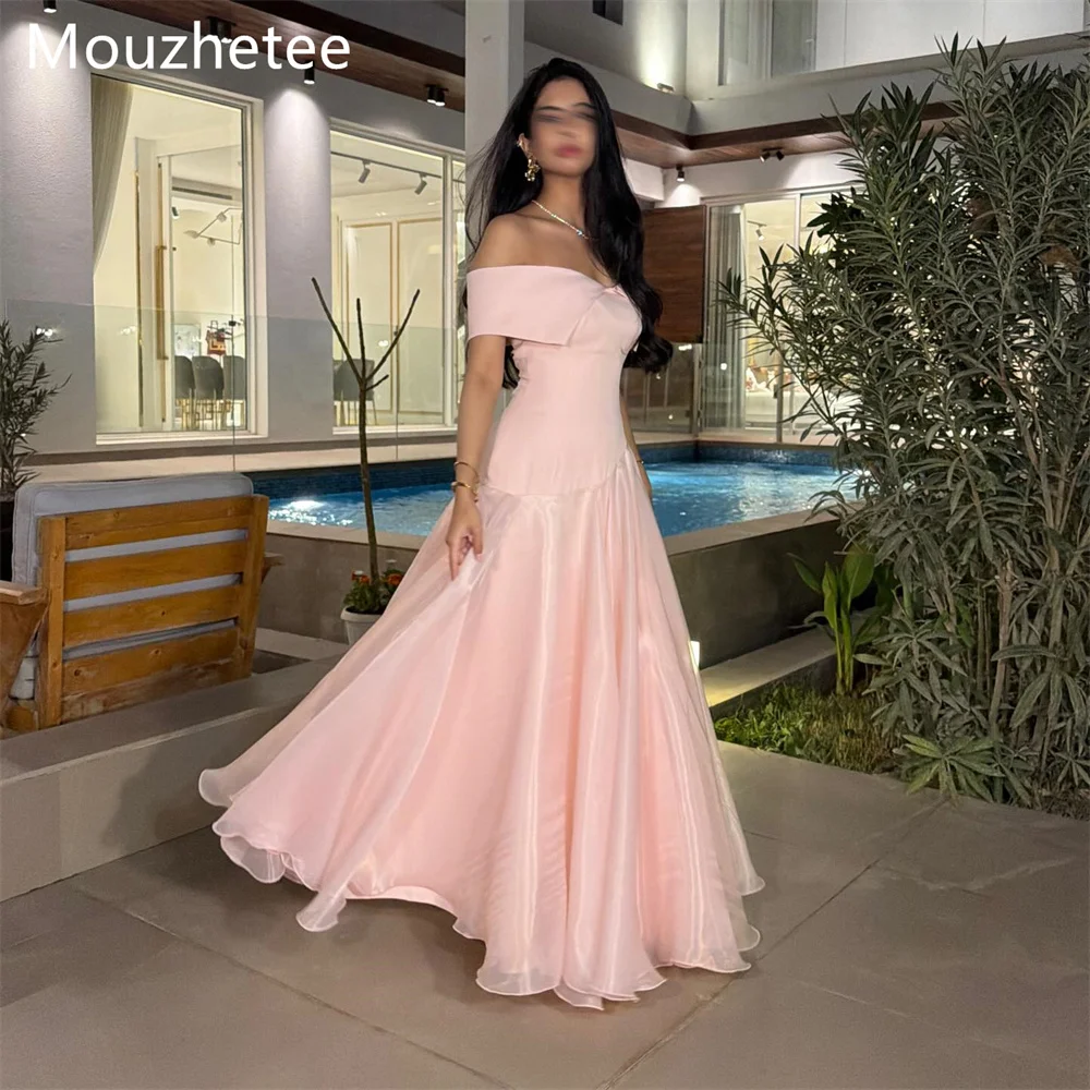 

Mouzhetee Elegant A-Line Pink Shiny Dresses Formal Party Gowns for Women Simple Pleat Prom Gown Customize 2025