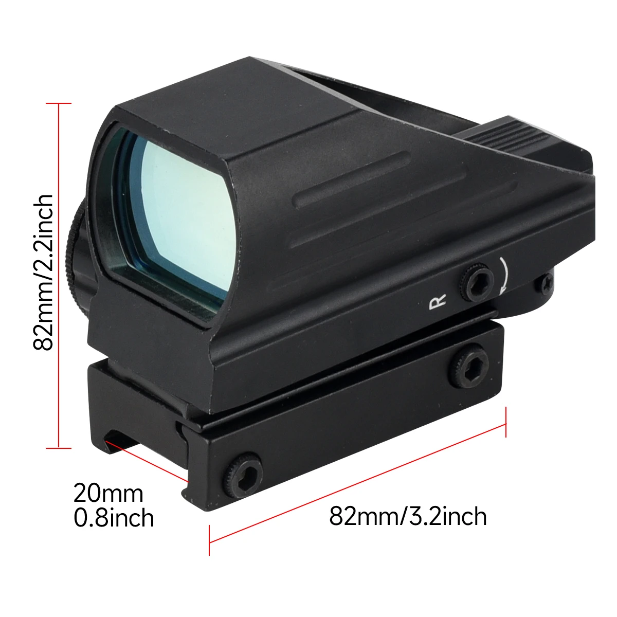 HD103 1x22x33 Green Red Dot Sight 4 Reticle Optics ON & Off Switch Sight  Collimator Optical Riflescope with 20mm Rail Mount