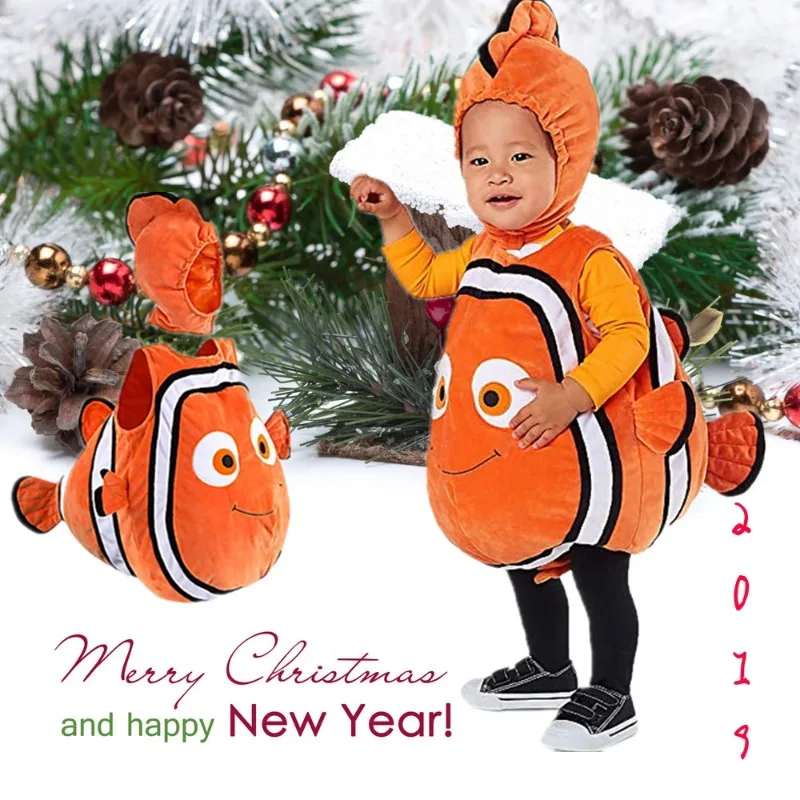 المبيعات الساخنة هالوين الأطفال طفل لعب الأدوار الجدول أداء زي كرتوني ديزني العثور على نيمو مهرج الأسماك واللباس الهدايا