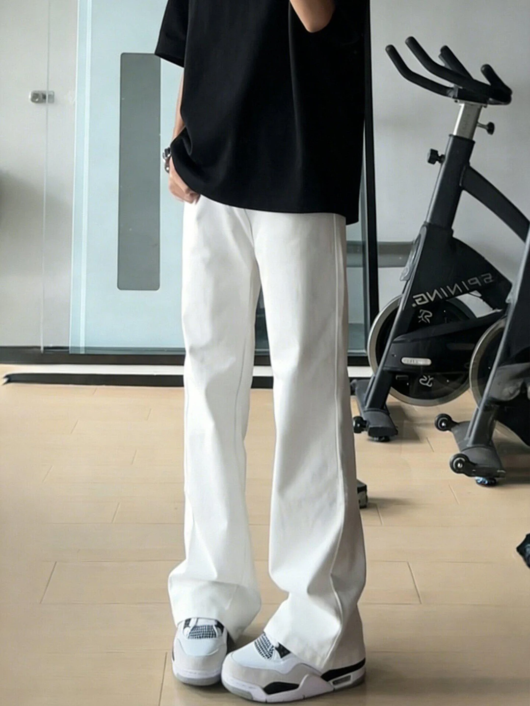 

Cleanfit White Men's Micro Flared Pants Spring Slimming Drapey Trousers Advanced Sensation Elevated Straight Leg Trousers