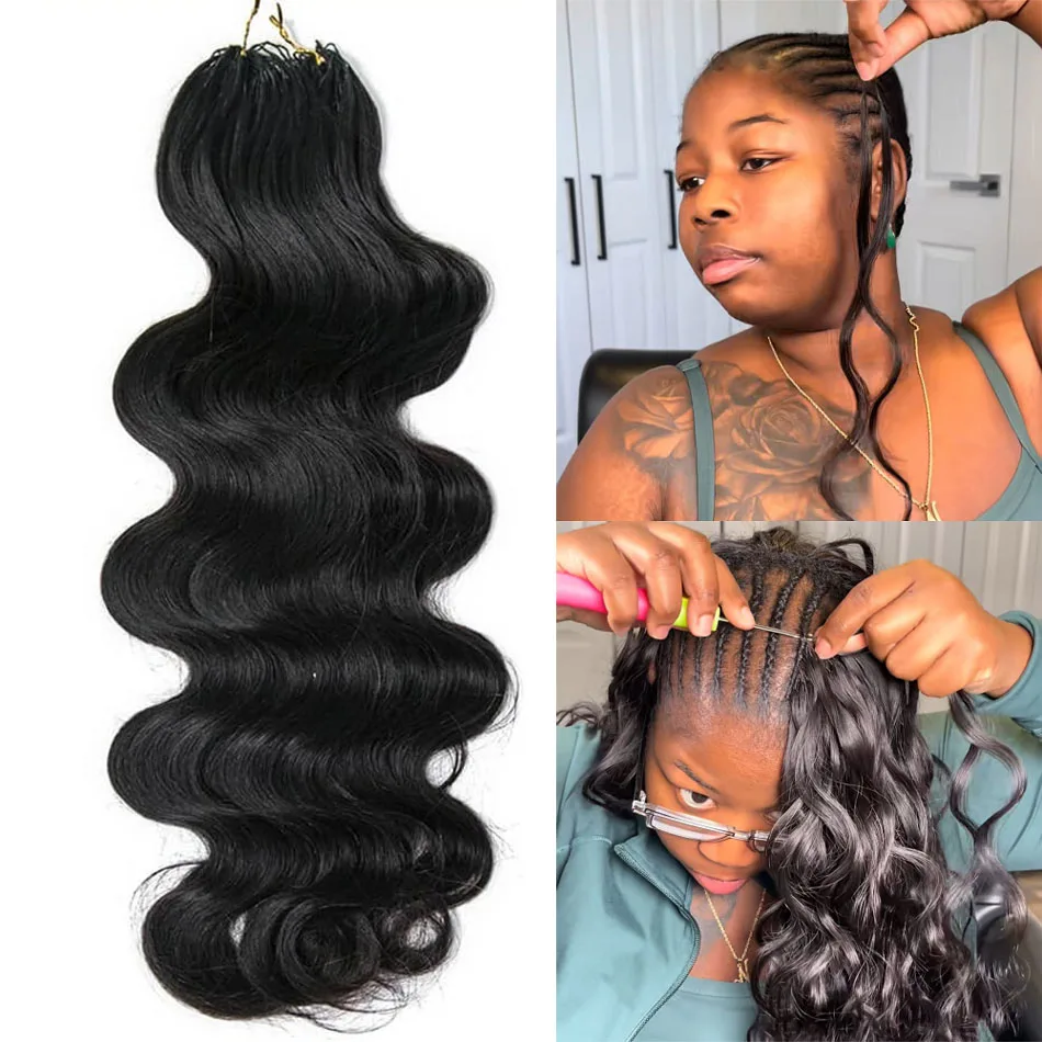 

Накладные волосы для плетения косичек Miracle Knots Body Wave: предварительно разделенные, без узлов, из натуральных бразильских волос, для крючкового плетения