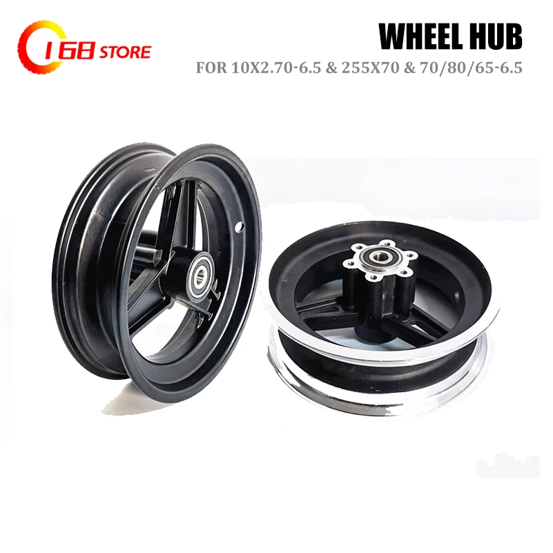 For 10 inch Scooter 6 Hole 6.5 Inch Hub Rim Replace Accessories 10x2.70-6.5 & 255x70  70/65-6.5 Tubeless Wheel