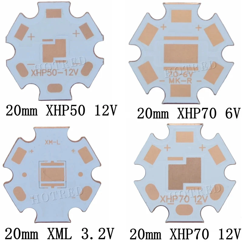 1PCS 20mm 3535 Copper PCB XPG2 XPE XPE2 5050 XLM XMLl2 XHP50 XHP70 MKR 3V6V12V led 20mm x 1.6mm Copper Star 16mm Heatsink Board