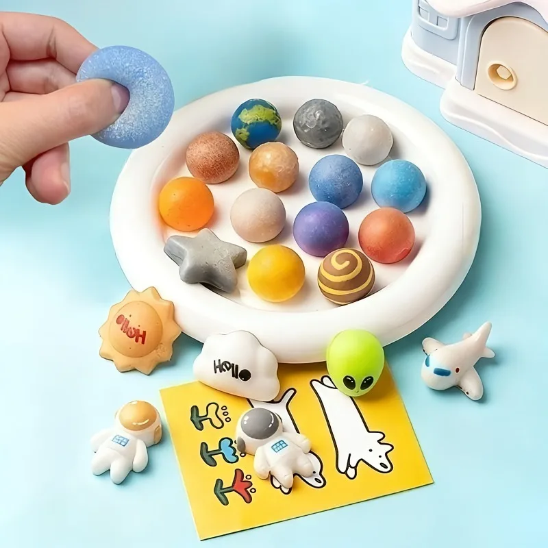 Squishy Mini Acht Planeten Mochi Fidget-Spielzeuge Mini Astronaut Squishies Weiche Quetsch-Spielzeuge Kawaii Stressabbau-Spielzeuge Party-Geschenke