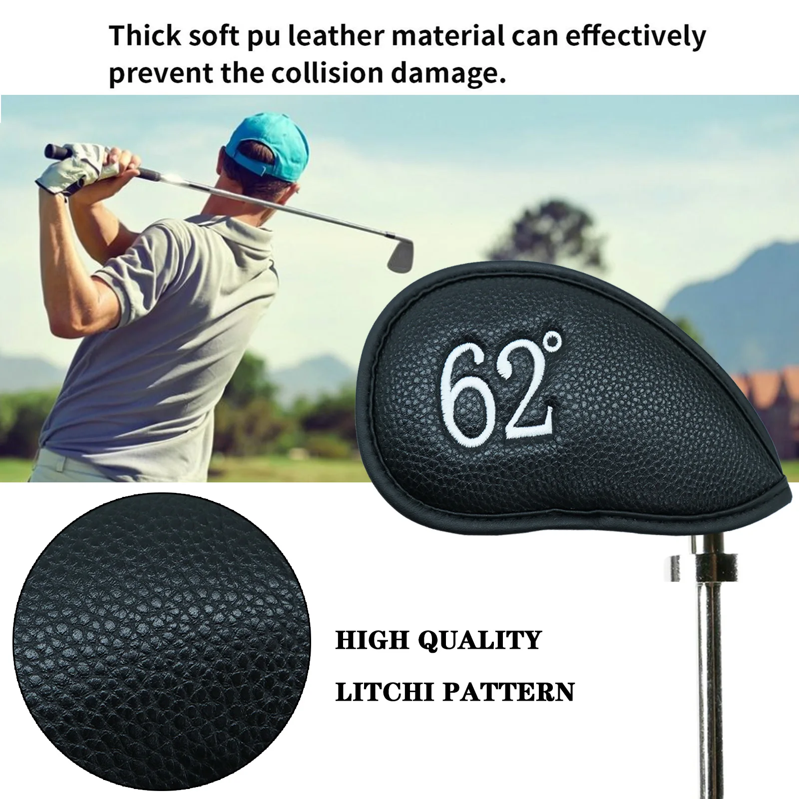 PU Leather Set Golf Irons Head Covers Wedges Iron Club Number Headovers Synthetic Waterproof Cover Protector Drop Shipping