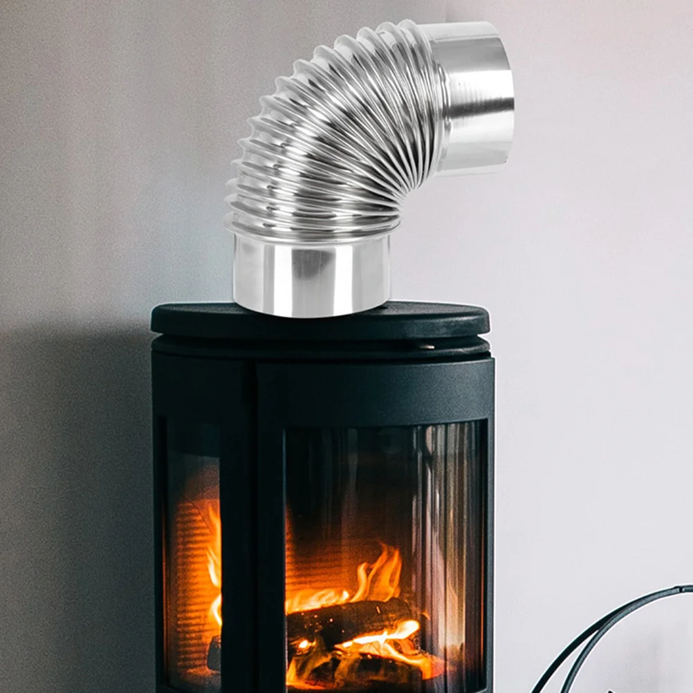 Estufa de leña calefacción de acero inoxidable codo chimenea accesorios de manguera de aire de combustión extensión de calentador de boquilla