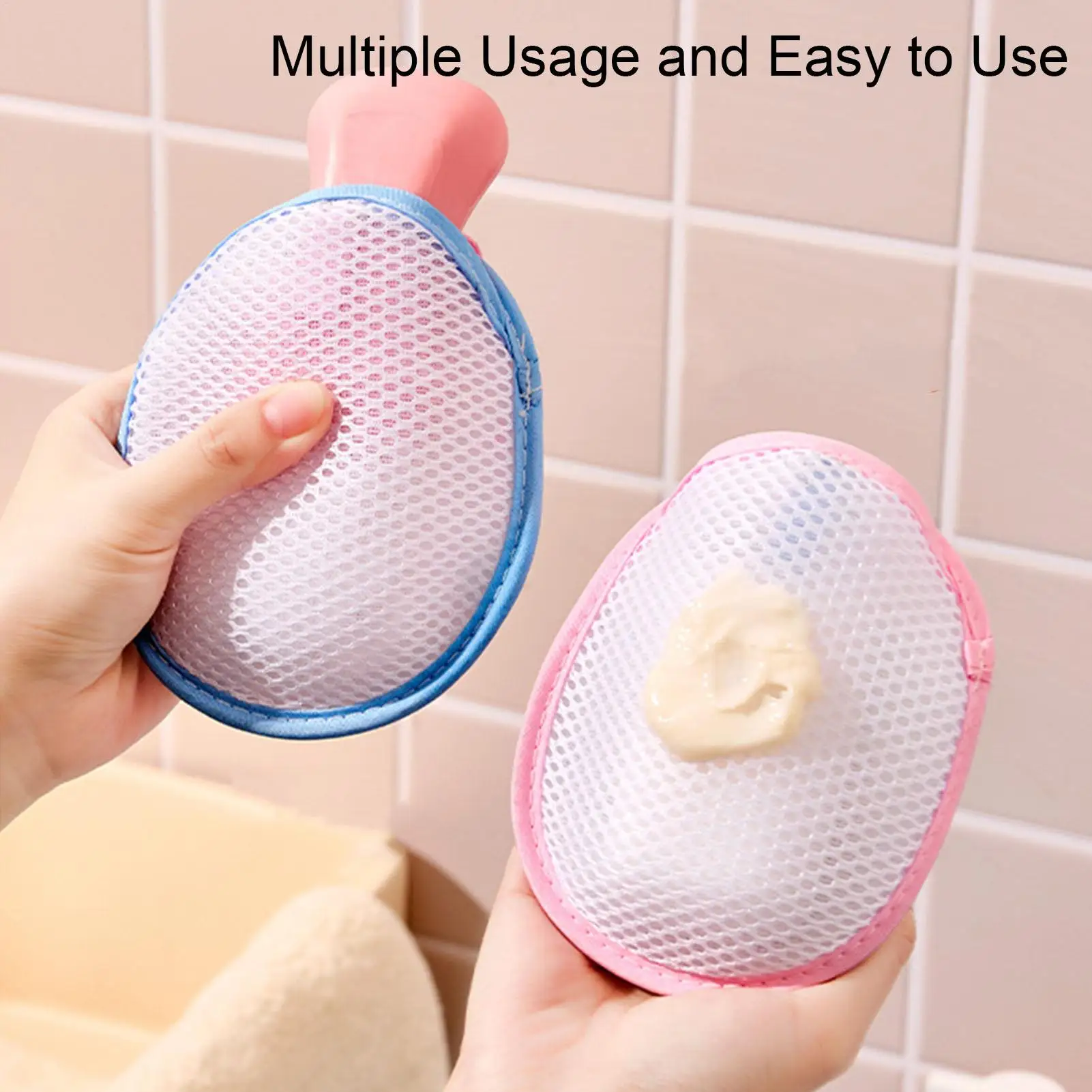 1PC Soap Foaming Net Mesh Pouch with Lanyard Fast Foaming Shower Travel Holder Net Bath Flower Scrubbing Bathroom Accessories