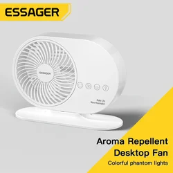 Essager RGB USB Desk Fan 3 Speeds 4000mAh Portable Quiet Cooling Fan 70° Rotate Intelligent Voice Control For Home Office Travel