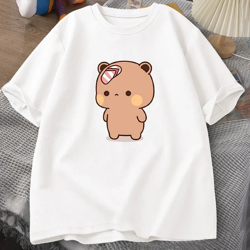 Men T-shirt Cute Cartoon Bubu Is Throwing Flip-flops At Dudu Tshirt Funny Cotton Short Sleeve Grpahic T Shirts Mens Clothes Tops