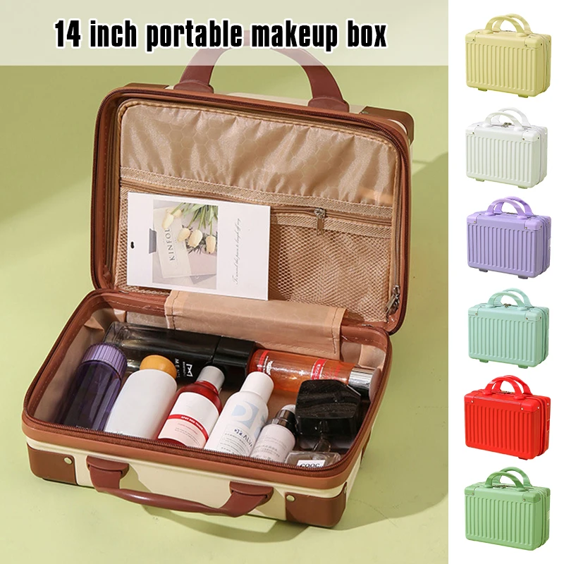 Candy Colors Suitcase Double Zipper Small Cabin Travel Mini Carrier Suitcase Storage Box Makeup Cases Women Luggage 14-inch