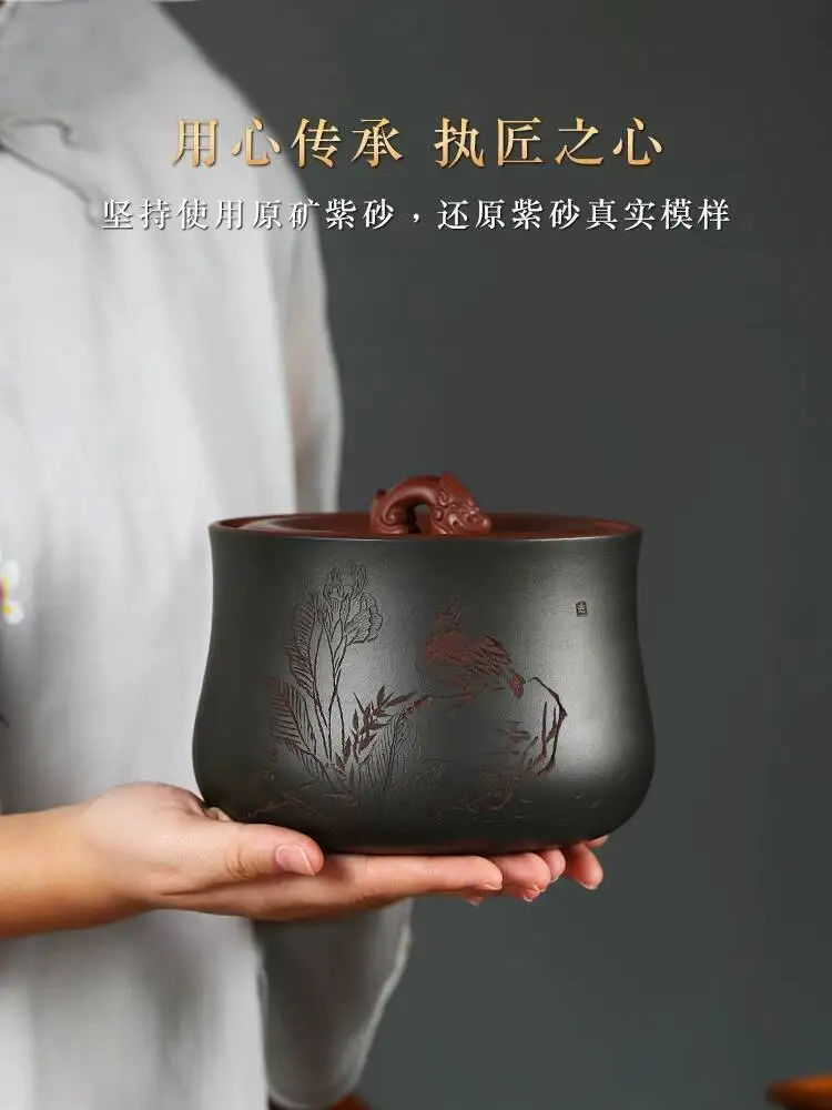 Yixing Canister For Home Use, Pu'er Awakening Sealed Storage Canister, Original Mineral Purple Clay High-End Tea Box