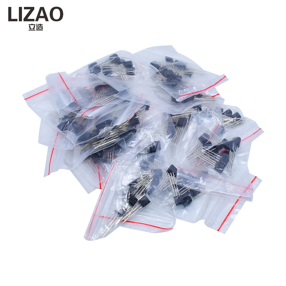 LIZAO 180PCS TO-92 Transistor Kit 18 Values 10PCS Each 2N2222 S9013 S9014 S9015 S9018 S8050 S8550 5551 5401 2N3904 2N3906 C1815