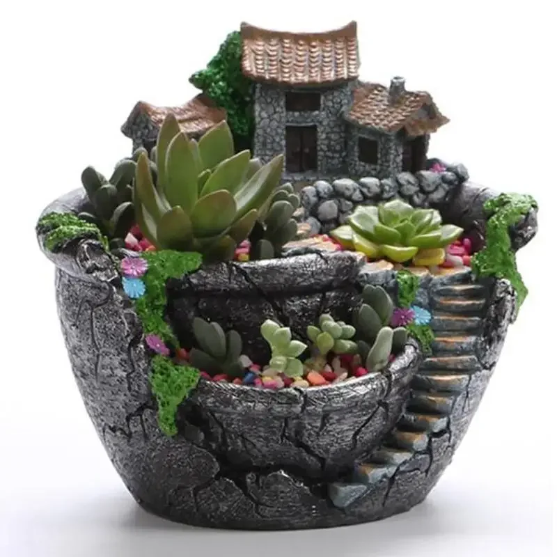 

Succulent Plants Planter Flowerpot Resin Flower Pot Desktop Potted Holder Home Garden Decoration Plants Holder