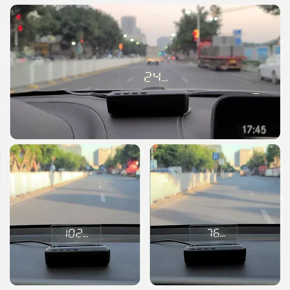 Smart Head Up Display OBD2 GPS Digital Speedometer Direction System Tachometer Projector Water Temp Voltage Turbo Security Alarm