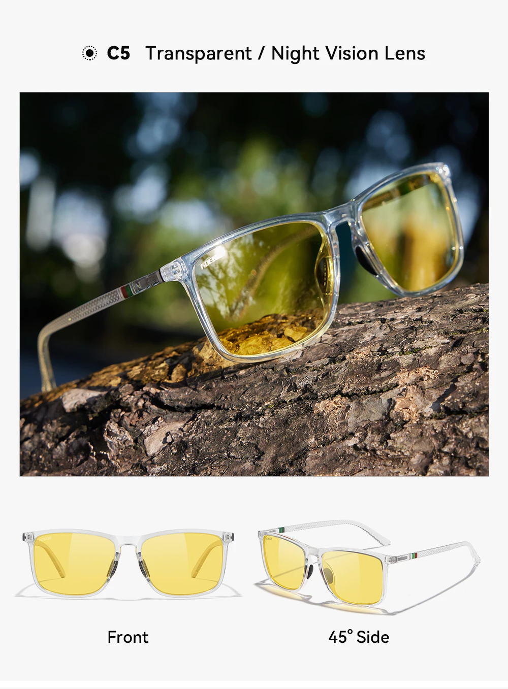 KDEAM Polarisierte Herren-Sonnenbrille, große Größe, mit photochromen Gläsern, übergroße Sonnenbrille zum Angeln, 157 mm Breite, inklusive Etui – Detail 8