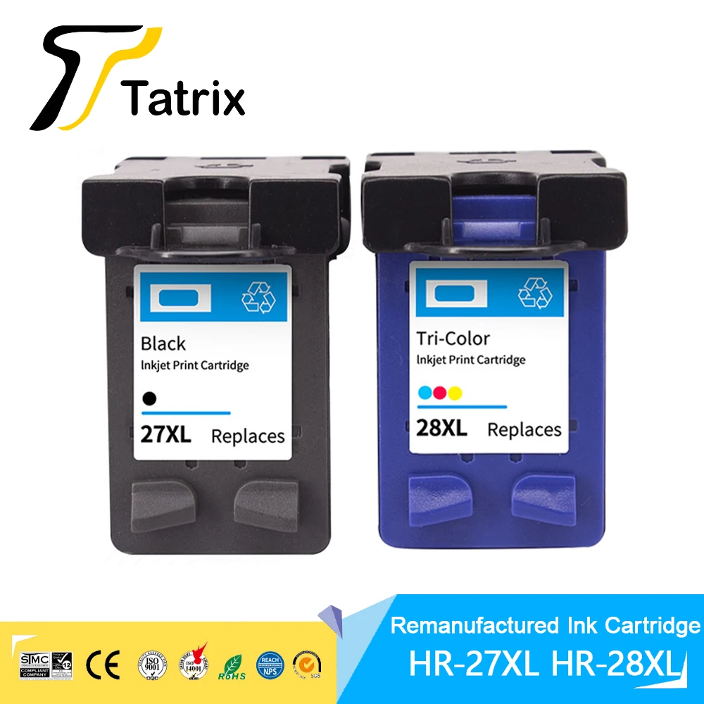 Tatrix 27 27XL 28 28XL Premium Remanufactured Color Inkjet Ink Cartridge for HP DeskJet 3325 4110 5679 3420 3320 4110 Printer