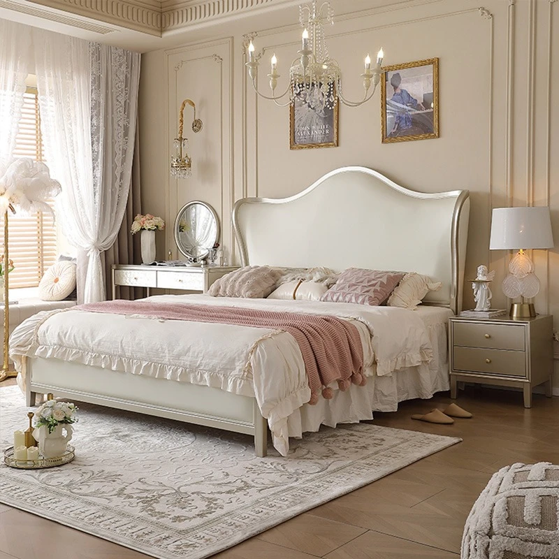 American light luxury bed high-end 1.8 meters master bedroom large bed princess double base cama matrimonial Home furniture