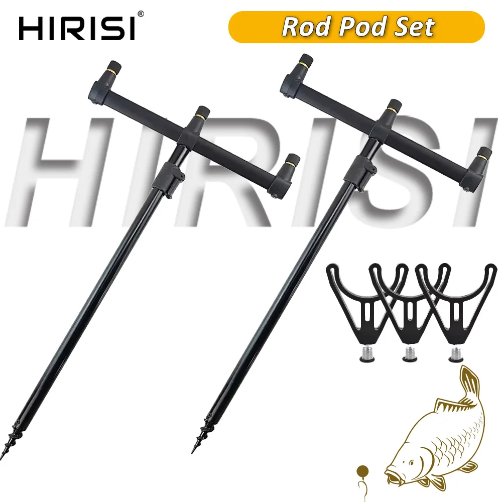 

Hirisi Aluminium Carp Fishing Rod Pod Set with Bag 2pcs Bank Sticks and 2pcs Buzz Bars for 3 Rods Suitable for Ponds Rivers