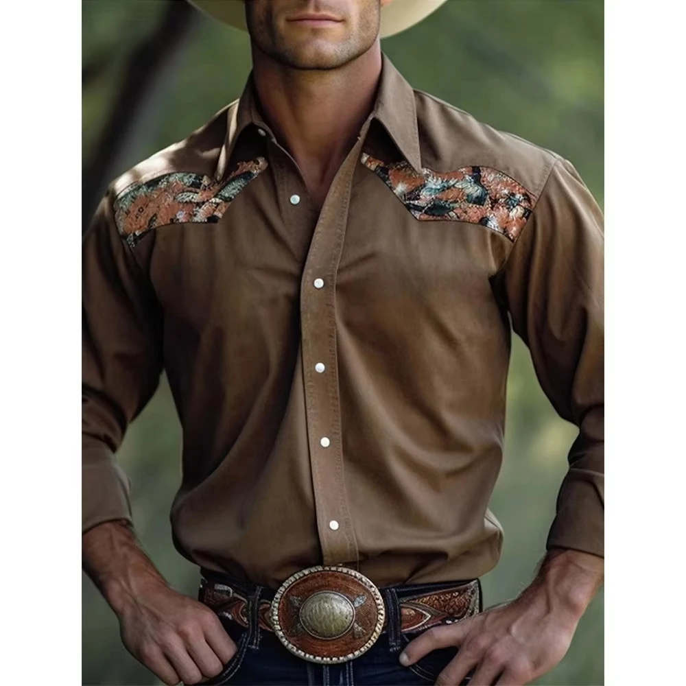 الرجال خمر قميص الدنيم نمط روز أنيقة طويلة الأكمام قمصان هاواي الرجال النساء أزياء الأساسية قميص الأزهار التلبيب بلوزة #6