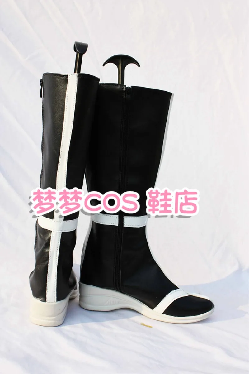 Chaussures de Costume de Cosplay JP Anime Bleach Inoue Orihime, bottes noires en Faux cuir faites à la main