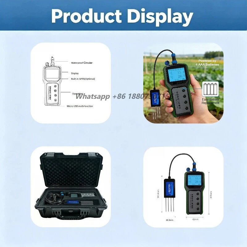 Takeme-10ec-YPN Portable 8 in 1 Soil PH NPK Analyzer Moisture Sensor Handheld Soil Testing Instrument for Agriculture