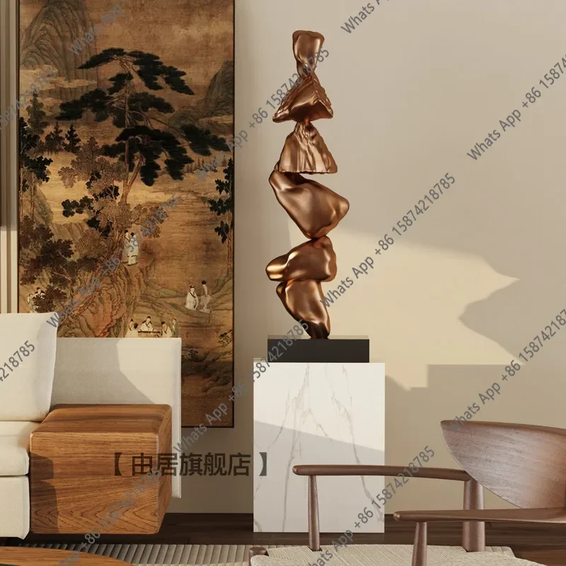 T64 Stone To Run Abstract Sculpture Wabi-living Room Floor-to-ceiling Large Ornaments Hotel Art Decorations