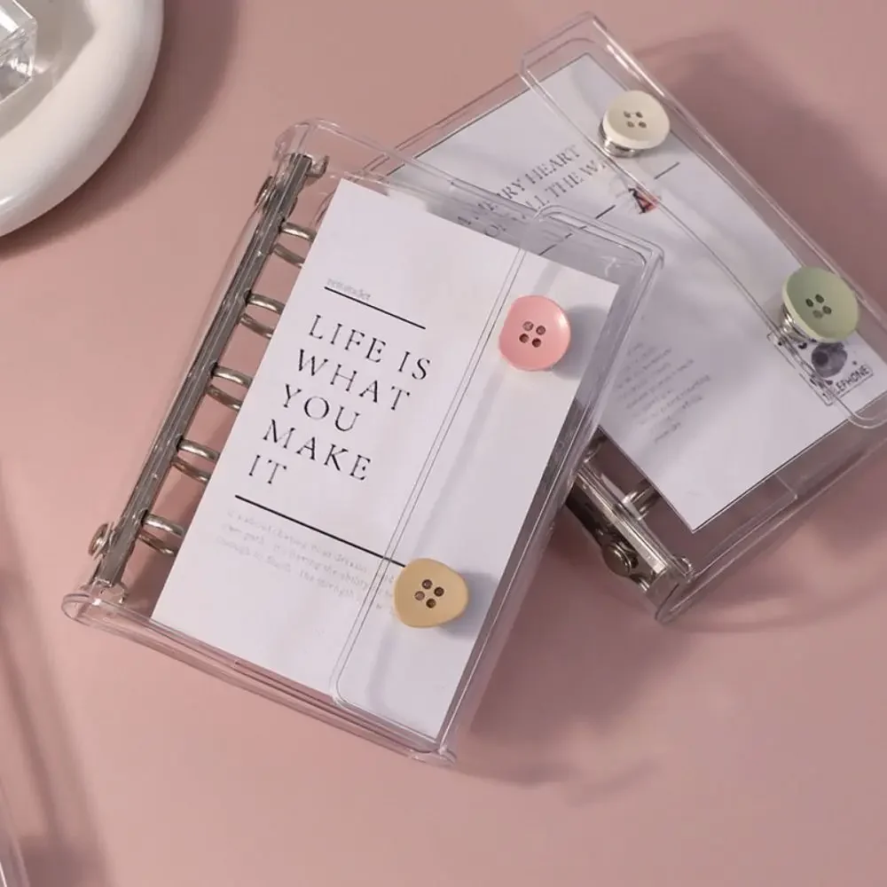 Portable Transparent M5 binder 5-hole Multiple Colors Loose leaf notebook double-buckle PVC Mini binder Gift