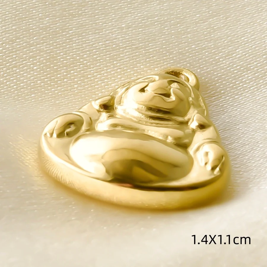 5 Stück goldfarbene Buddha-Kopf-Om-Anhänger, Fatima-Hand, Baum, Lotus, Edelstahl-Anhänger für die Schmuckherstellung, Halskette, Schlüsselanhänger, Zubehör – Detail 16
