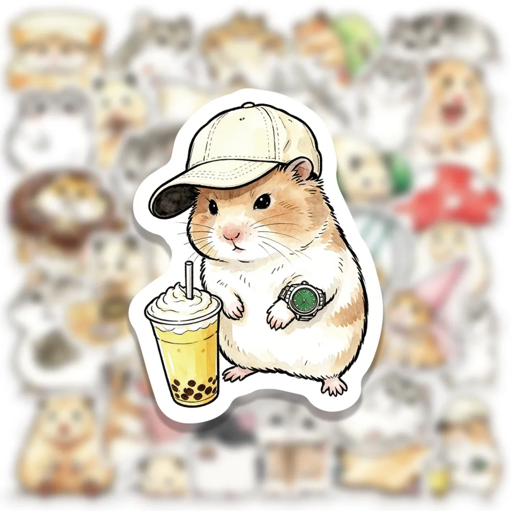 50 Stück Cartoon-Hamster-Aufkleber, Graffiti, lustige Anime-Aufkleber, DIY-Spielzeug, Laptop, Telefon, Gepäck, Kühlschrank, Auto, wasserdicht, Kinder-Aufkleber, Geschenk
