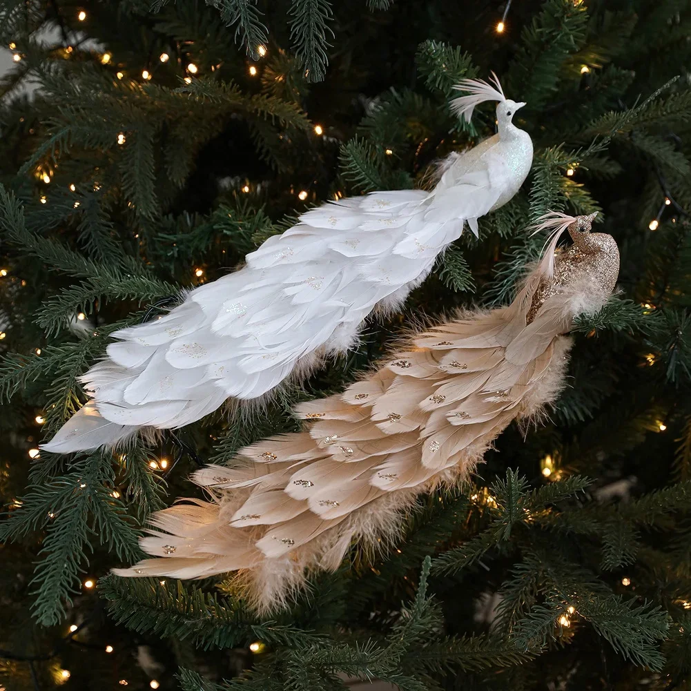 

Garden Branch Ornaments Colorful Feathers Charming Holiday Style Easy To Hang Joyful Atmosphere Realistic Details
