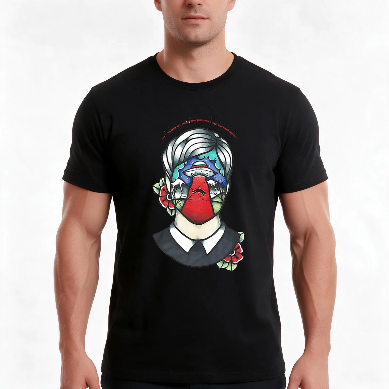 aliens exist T-Shirt, Summer Casual Cotton Tee, Oversized Streetwear Tops, Vintage Graphic Print, Loose Fit Short Sleeve