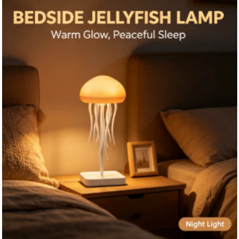 Mood Light Jellyfish Decorative with Warm White Full Color Gradient 2 Modes 9 Rotating Tentacles for Living Room Bedroom