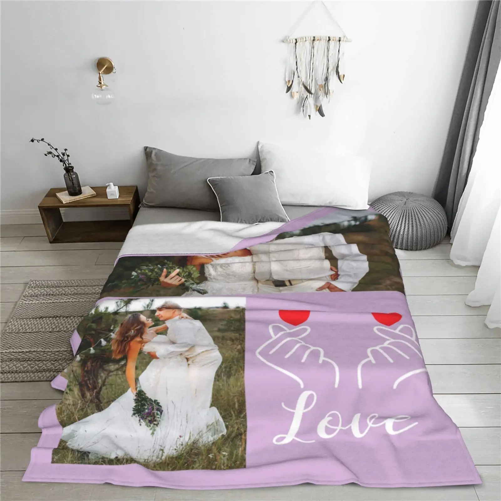 Custom Throws Blanket with Photos, Personalized Blankets with Picture, I Love You Girlfriend Boyfriend Couples Gifts