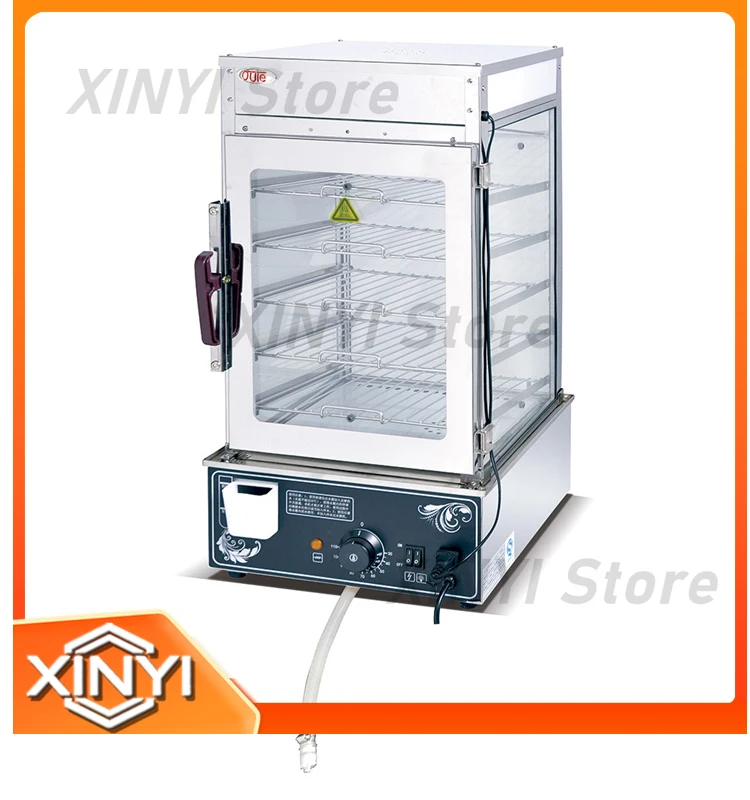 Microcomputer Controlled Multi-Function Steamer Warmer for Bun Hot Dog Showcase Stainless Steel Glass Display Electric Food