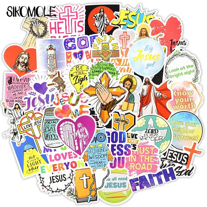 10/30/50pcs Jesus Christian Stickers Faith Wisdom Words God Bless You Blessing Scrapbook Guitar Laptop Decal Graffiti Sticker F5