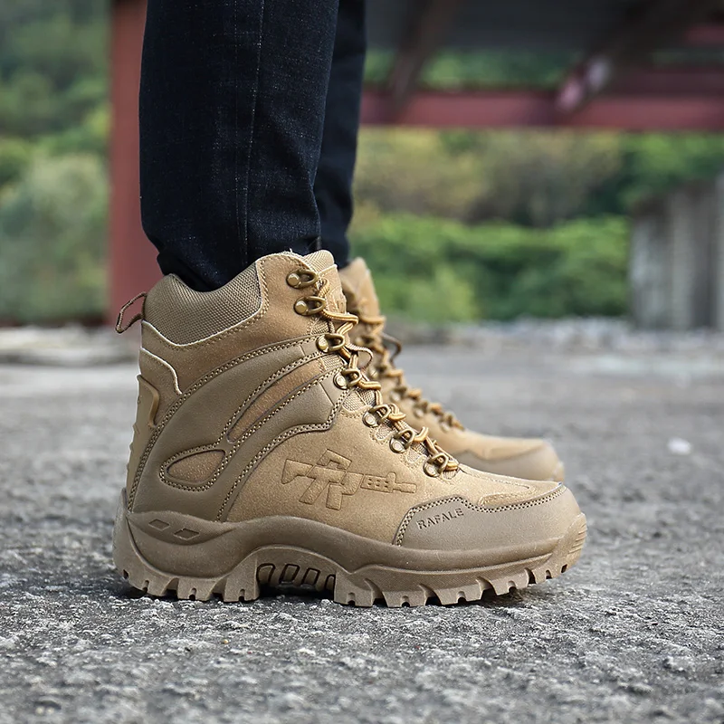 Brand Men Work Safty Boots Outdoor Hiking Boots Non-slip Rubber BoatsTactical Desert Combat Boots Work Shoes Men Casual Sneaker