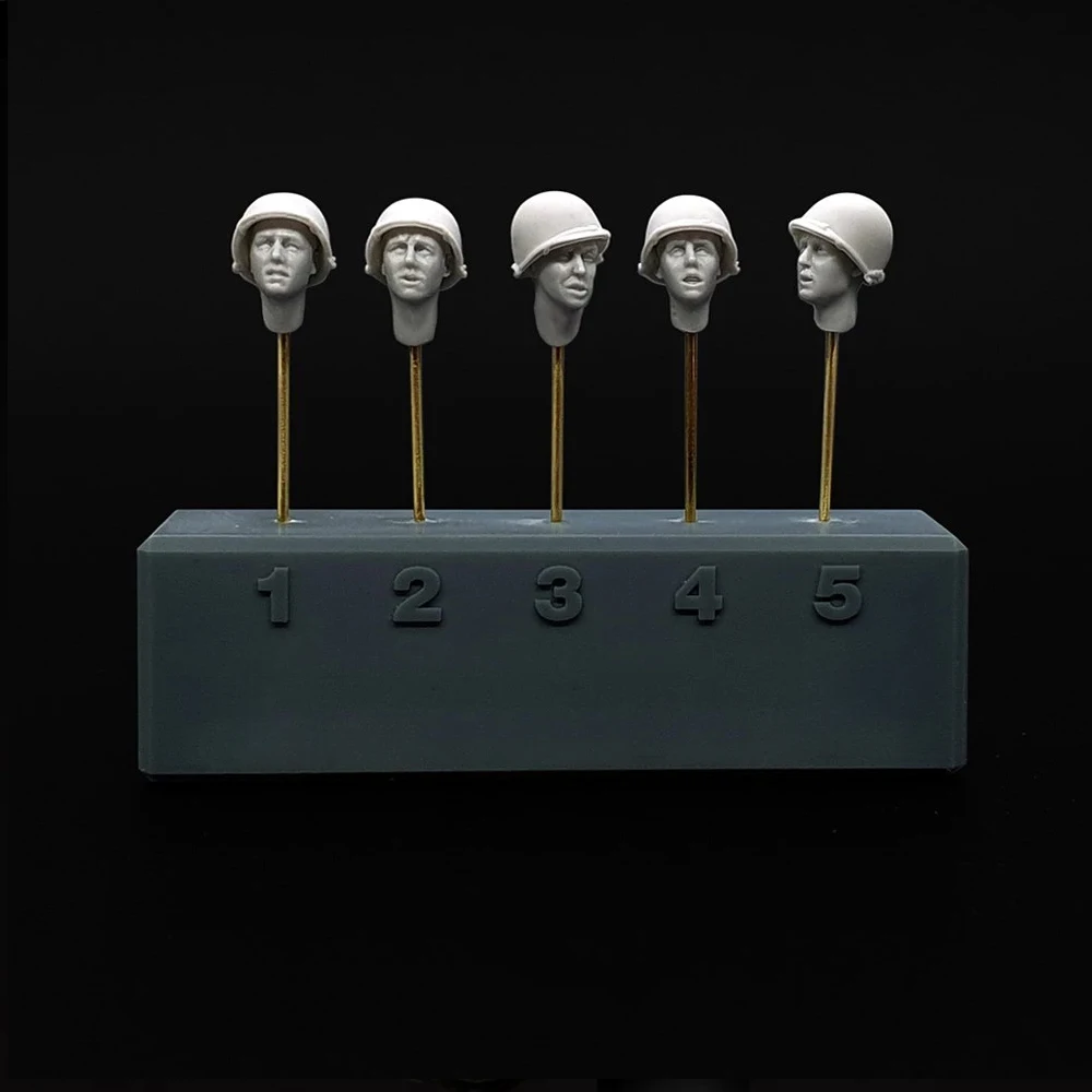 Têtes de soldat américain de la seconde guerre mondiale, 5 pièces), casque M1, figurine de soldat modèle en résine, thèmes militaires, kit non assemblé et non peint, 1/35