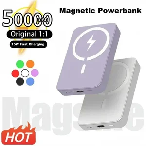 50000 mAh Power Bank 20 W Powerbank Magnetic Nirkabel Pengisian Cepat Baterai Eksternal Tipe-C untuk iPhone13 14 15 Xiaomi Samsung 8 bank daya penjualan terbaik dengan pengisian daya nirkabel - №