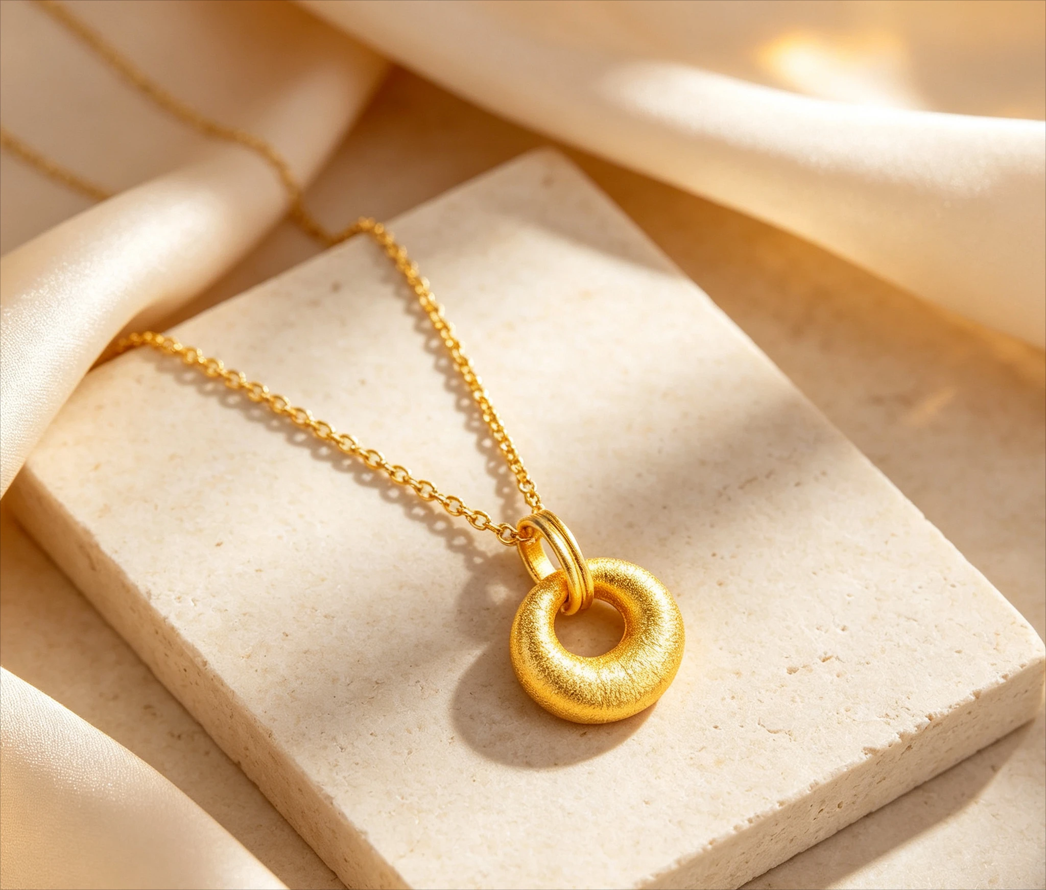 9999 Pure Gold real gold Women's Brushed Small Gold Pendant Necklace birthday gift