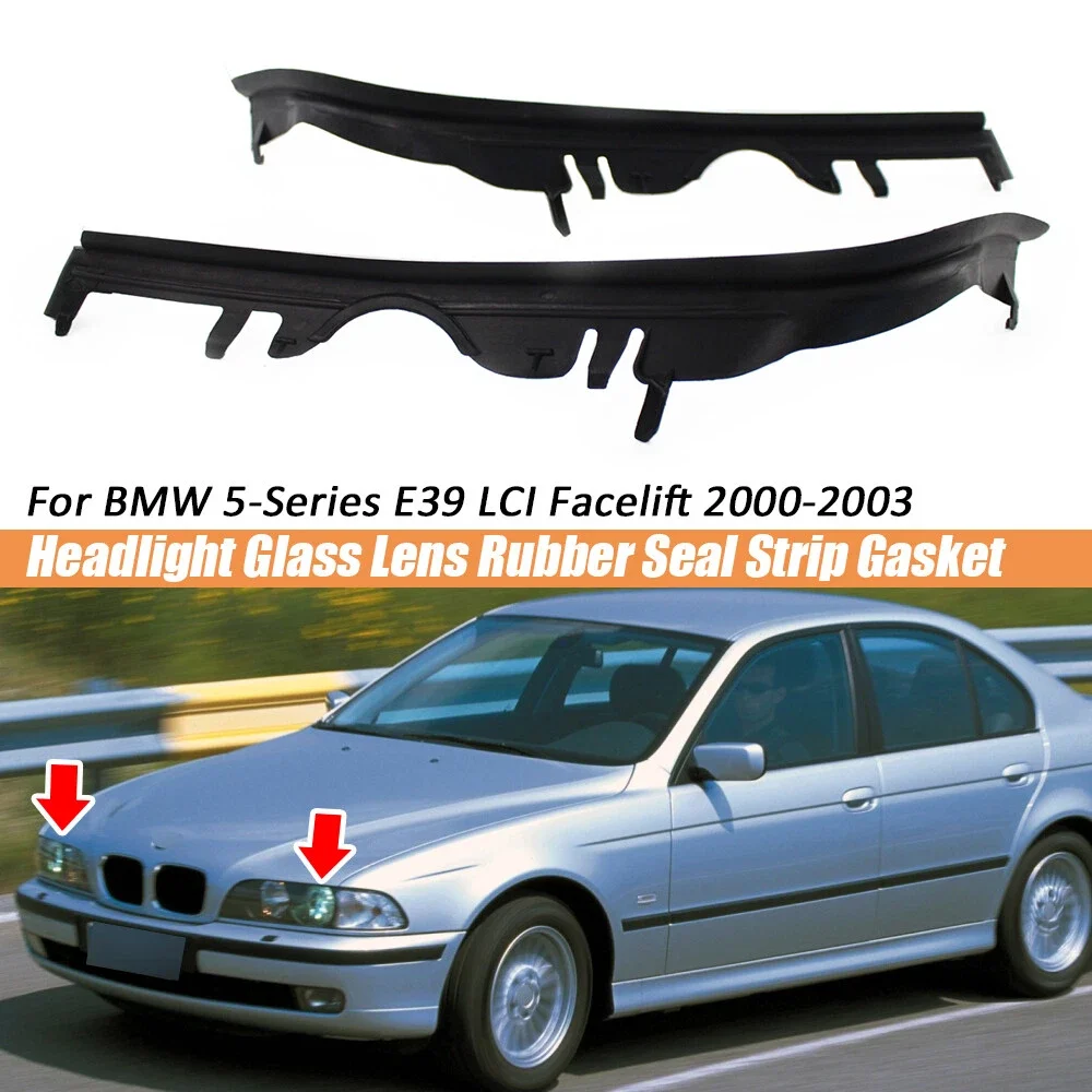 Junta de sellado de lente de faro delantero izquierdo/derecho, cubierta de carcasa de lente de faro de coche 63126908405 63126908406 para BMW E39 5 Series 99-03